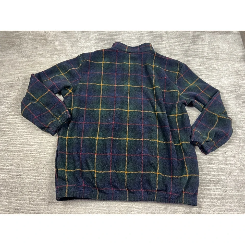 Boca Classics Fleece Pullover Mens XL Green Plaid Quarter‎ Zip Mock Neck Outdoor